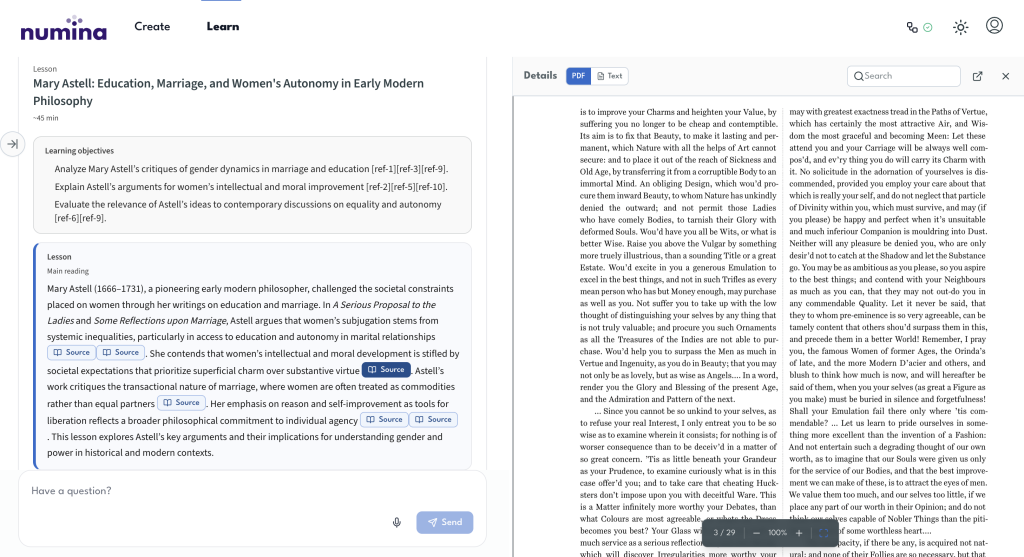 Adaptive learning for higher education student lesson interface